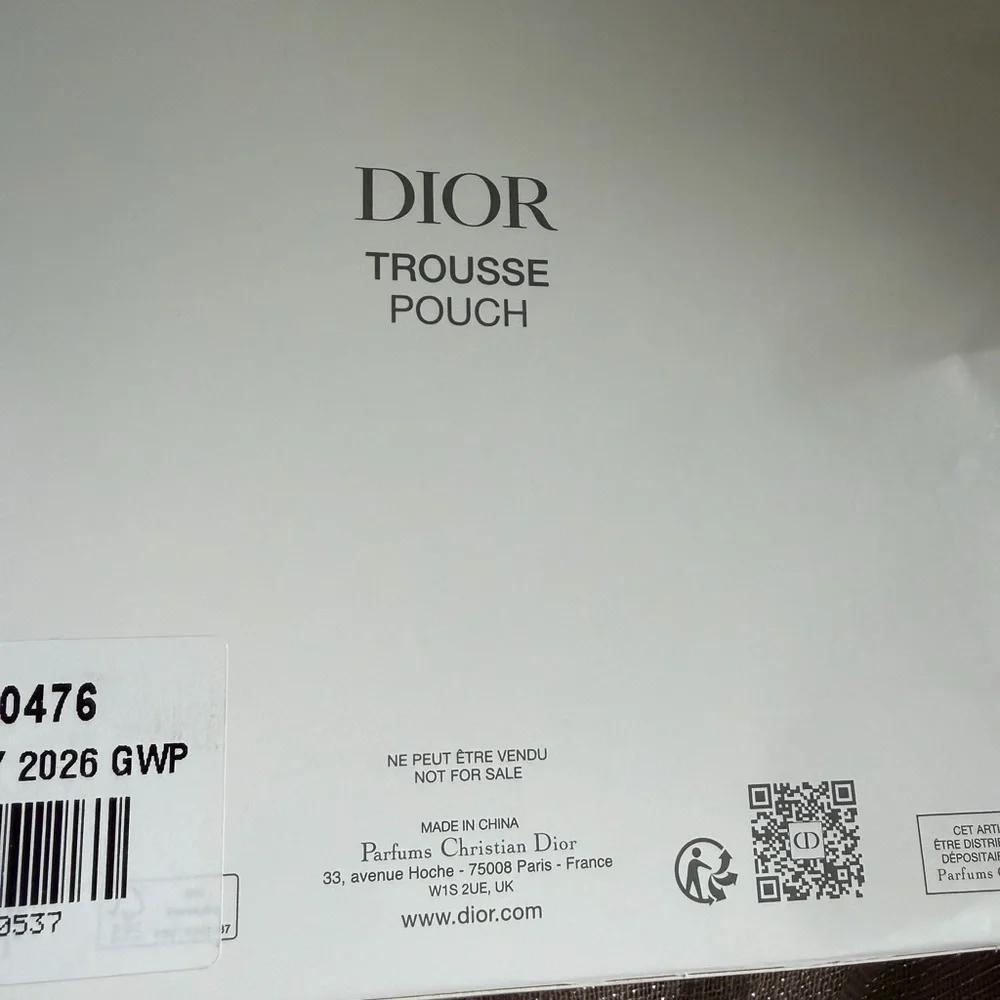 Dior Cream Round Cosmetic Pouch with Pink & Gold Butterfly Embroidery - Picture 7 of 10